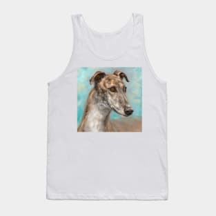 Painting of a Brown Greyhound on Bluish Background Tank Top